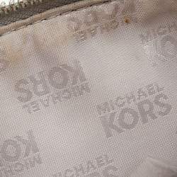 Pre Owned MICHAEL Michael Kors Grey Signature Coated Canvas and Leather Grayson Boston Bag