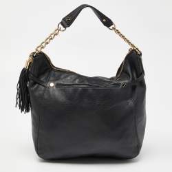 Pre Owned MICHAEL Michael Kors Black Leather Chain Hobo
