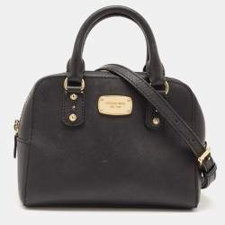 Pre Owned MICHAEL Michael Kors Black Leather Mini Cindy Satchel