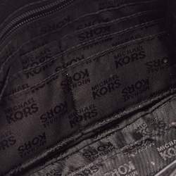 Pre Owned MICHAEL Michael Kors Black/Brown Leopard Calfhair and Leather Buckle Flap Shoulder Bag