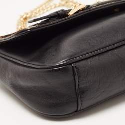 Pre Owned MICHAEL Michael Kors Black/Brown Leopard Calfhair and Leather Buckle Flap Shoulder Bag