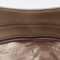 Pre Owned MICHAEL Michael Kors Beige Leather Jet Set Travel Chain Tote