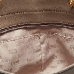 Pre Owned MICHAEL Michael Kors Beige Leather Jet Set Travel Chain Tote