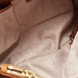 Pre Owned MICHAEL Michael Kors Brown Signature Coated Canvas and Leather Medium Cynthia Tote