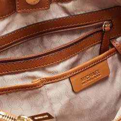 Pre Owned MICHAEL Michael Kors Brown Signature Coated Canvas and Leather Medium Cynthia Tote