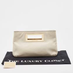 MICHAEL Michael Kors Off-White Snakeskin Embossed Leather Top Handle Frame Clutch
