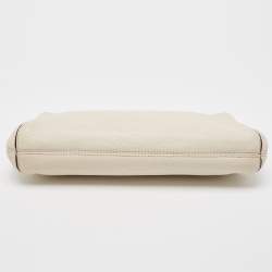 MICHAEL Michael Kors Off-White Snakeskin Embossed Leather Top Handle Frame Clutch