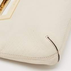 MICHAEL Michael Kors Off-White Snakeskin Embossed Leather Top Handle Frame Clutch