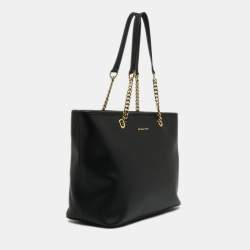 Pre Owned MICHAEL Michael Kors Black Leather Medium Jet Set Travel Tote