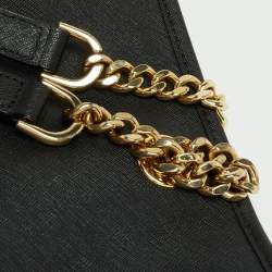 Pre Owned MICHAEL Michael Kors Black Leather Medium Jet Set Travel Tote