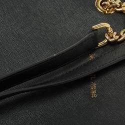 Pre Owned MICHAEL Michael Kors Black Leather Medium Jet Set Travel Tote