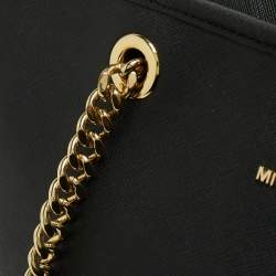 Pre Owned MICHAEL Michael Kors Black Leather Medium Jet Set Travel Tote