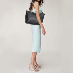 Pre Owned MICHAEL Michael Kors Black Leather Medium Jet Set Travel Tote