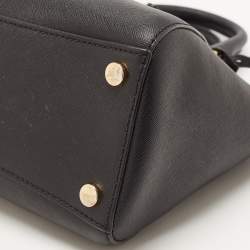 Pre Owned MICHAEL Michael Kors Black Saffiano Lux Leather Ciara Satchel