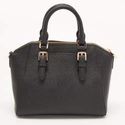 Pre Owned MICHAEL Michael Kors Black Saffiano Lux Leather Ciara Satchel