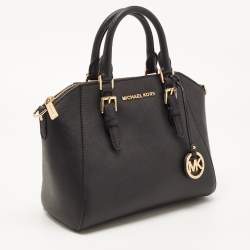 Pre Owned MICHAEL Michael Kors Black Saffiano Lux Leather Ciara Satchel
