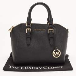 Pre Owned MICHAEL Michael Kors Black Saffiano Lux Leather Ciara Satchel