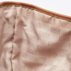 مملوكة مسبقًا MICHAEL Michael Brown/Off White Signature Coated Canvas Large Jet Set Travel Tote