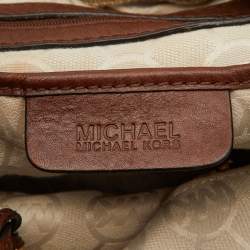 Pre Owned MICHAEL Michael Kors Beige Metallic Canvas Ring Tote