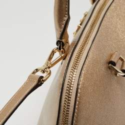 Pre Owned MICHAEL Michael Kors Gold Leather Cindy Dome Satchel
