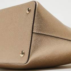 Pre Owned MICHAEL Michael Kors Gold Leather Cindy Dome Satchel