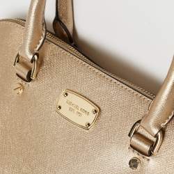 Pre Owned MICHAEL Michael Kors Gold Leather Cindy Dome Satchel