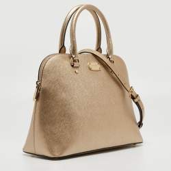 Pre Owned MICHAEL Michael Kors Gold Leather Cindy Dome Satchel