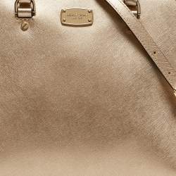 Pre Owned MICHAEL Michael Kors Gold Leather Cindy Dome Satchel