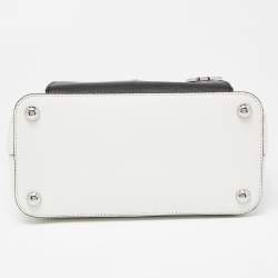 Pre Owned MICHAEL Michael Kors White/Black Leather Jet Set Snap Pocket Tote