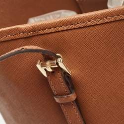 مملوكة مسبقًا MICHAEL Michael Kors Brown Saffiano Leather Small Jet Set Travel Tote