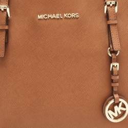 مملوكة مسبقًا MICHAEL Michael Kors Brown Saffiano Leather Small Jet Set Travel Tote