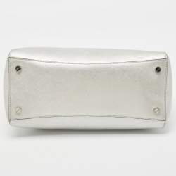 Pre Owned MICHAEL Michael Kors Silver Leather Large Ciara Satchel