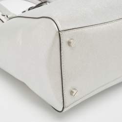 Pre Owned MICHAEL Michael Kors Silver Leather Large Ciara Satchel