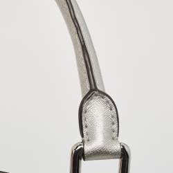 Pre Owned MICHAEL Michael Kors Silver Leather Large Ciara Satchel