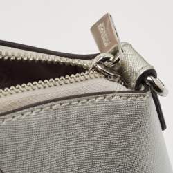 Pre Owned MICHAEL Michael Kors Silver Leather Large Ciara Satchel