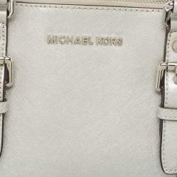 Pre Owned MICHAEL Michael Kors Silver Leather Large Ciara Satchel