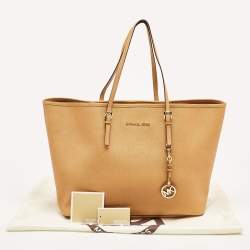 MICHAEL Michael Kors Tan Leather Medium Jet Set Travel Tote