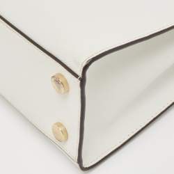 Pre Owned MICHAEL Michael Kors White Saffiano Leather Small Dillon Tote