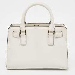 Pre Owned MICHAEL Michael Kors White Saffiano Leather Small Dillon Tote