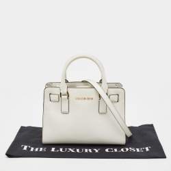 Pre Owned MICHAEL Michael Kors White Saffiano Leather Small Dillon Tote