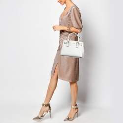 Pre Owned MICHAEL Michael Kors White Saffiano Leather Small Dillon Tote