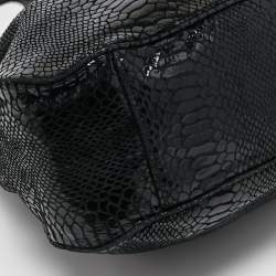MICHAEL Michael Kors Black Snakeskin Embossed Leather Fulton Slouchy Hobo