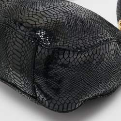 MICHAEL Michael Kors Black Snakeskin Embossed Leather Fulton Slouchy Hobo