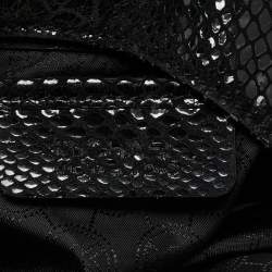 MICHAEL Michael Kors Black Snakeskin Embossed Leather Fulton Slouchy Hobo
