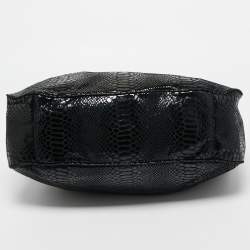 MICHAEL Michael Kors Black Snakeskin Embossed Leather Fulton Slouchy Hobo