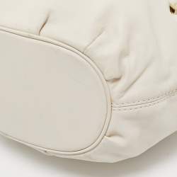 Pre Owned MICHAEL Michael Kors White Leather Woven Drawstring Hobo