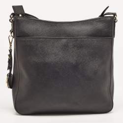 Pre Owned MICHAEL Michael Kors Black Leather Jet Set Messenger Bag