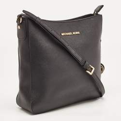 Pre Owned MICHAEL Michael Kors Black Leather Jet Set Messenger Bag