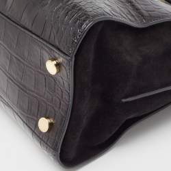 Pre Owned MICHAEL Michael Kors Black Croc Embossed Leather Hamilton Tote