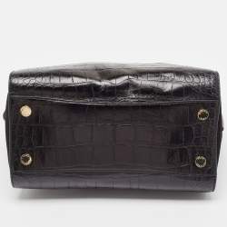 Pre Owned MICHAEL Michael Kors Black Croc Embossed Leather Hamilton Tote